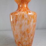 Orange multicolored glass vase, 70s