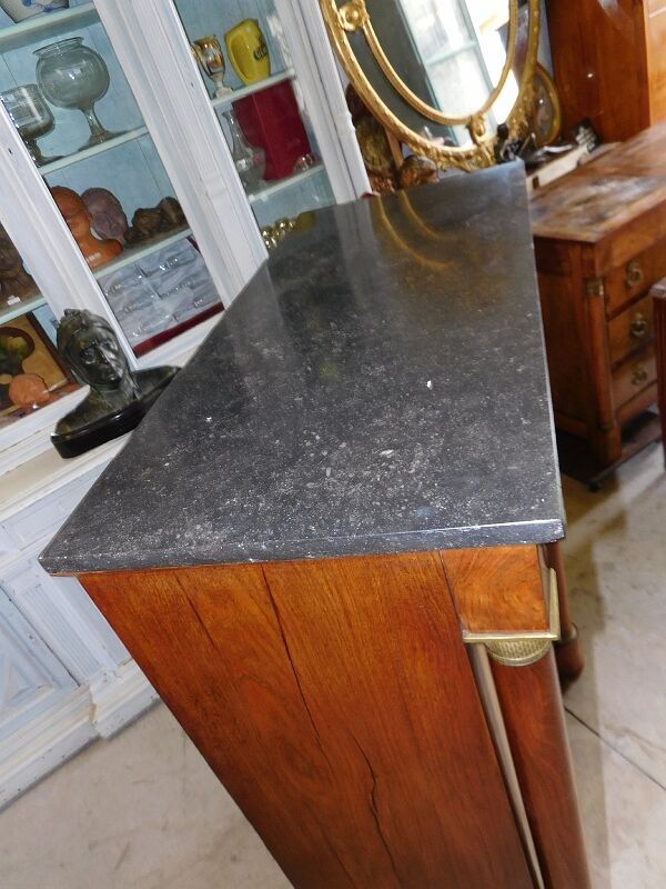 Secretaire empire a colonnes detachees plateau marbre noir du xix ème siecle