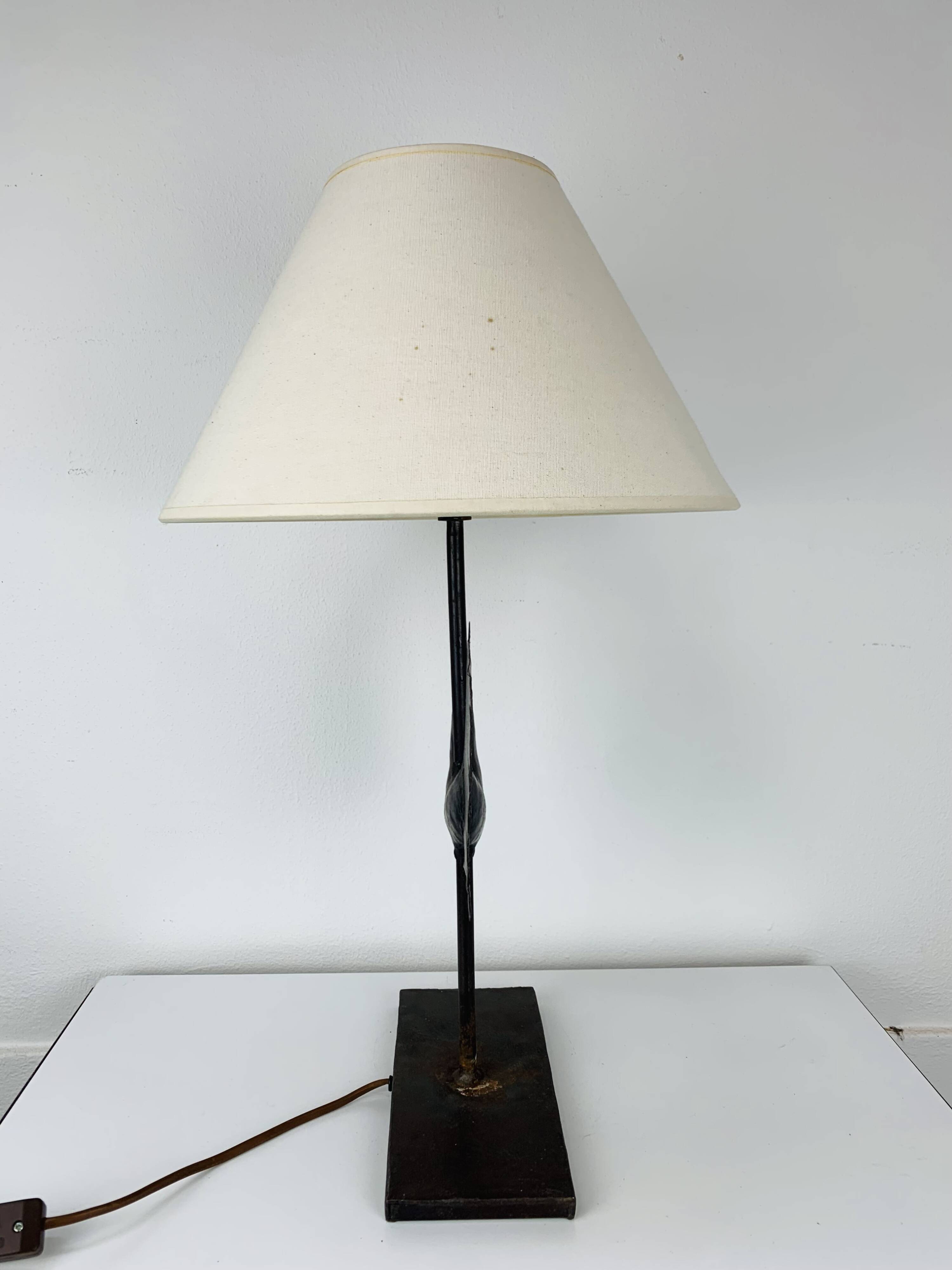 Wrought iron rooster lamp, brutalist, vintage, 1970