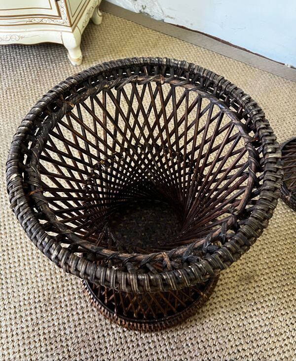 Tabourets ''tam tam'' en rotin/ osier