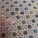 Vintage wooden and cane chaise longue