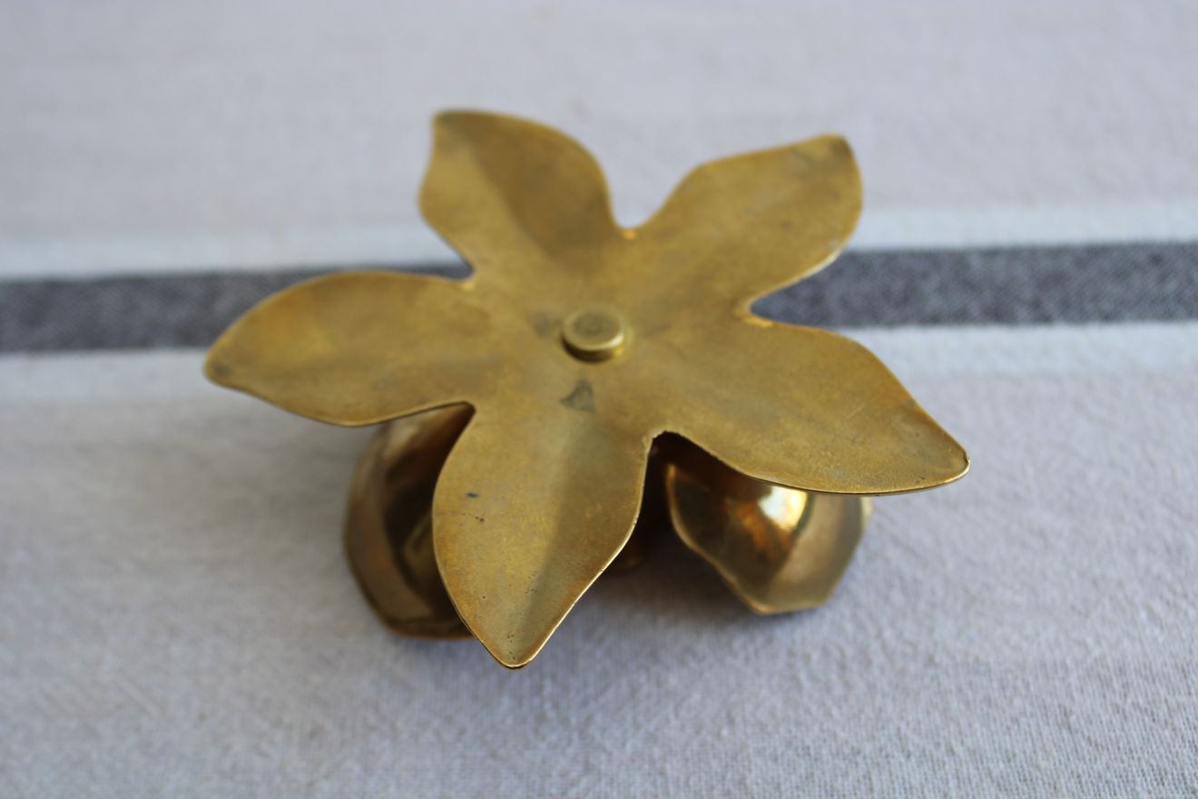 Golden brass candle holder