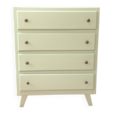 Vintage chest of drawers with 4 drawers, revamped in green.