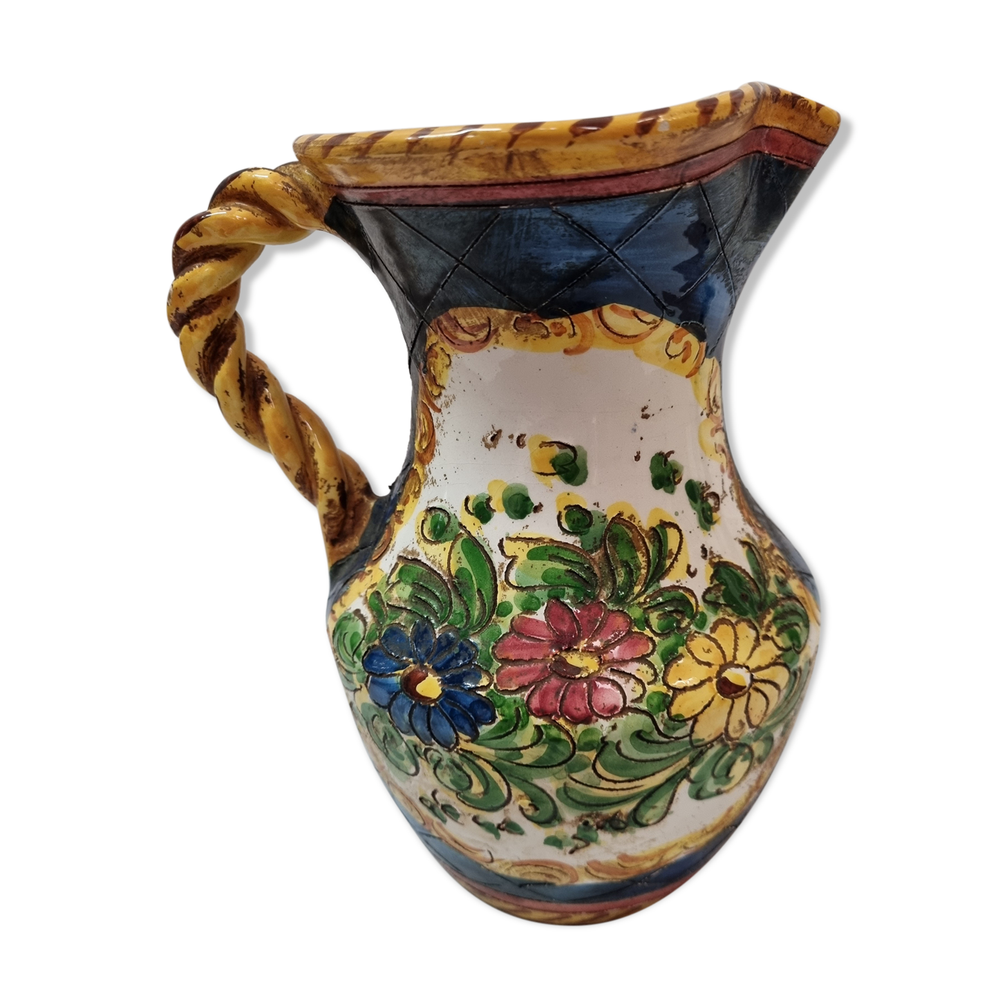 Hand-painted earthenware pitcher Deruta