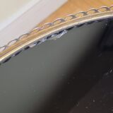 Vintage metal and glass tripod pedestal, brass base, 50s-60s