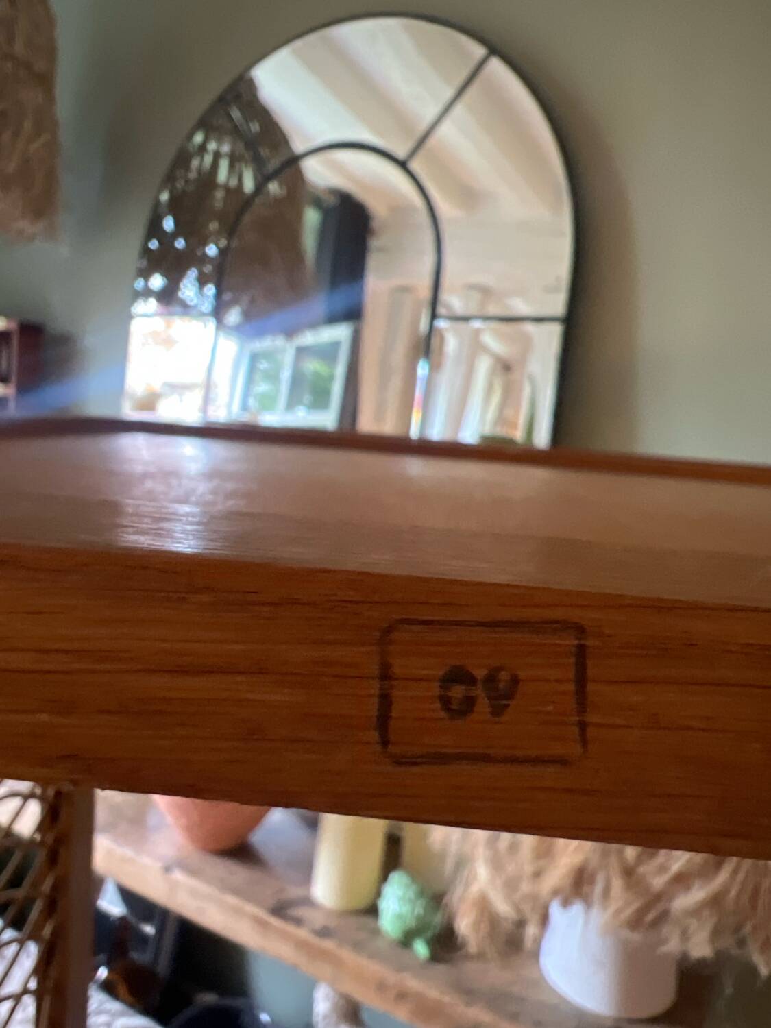 Vintage bed in wood and caning – 1950s/60s, signed workshop