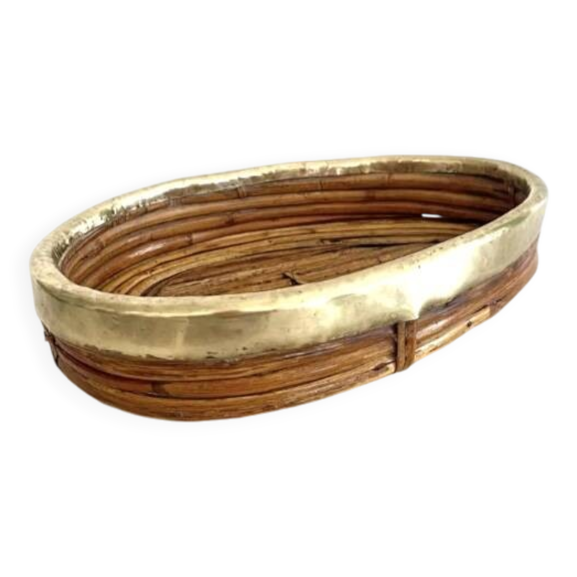 Rattan and brass basket, 1970s