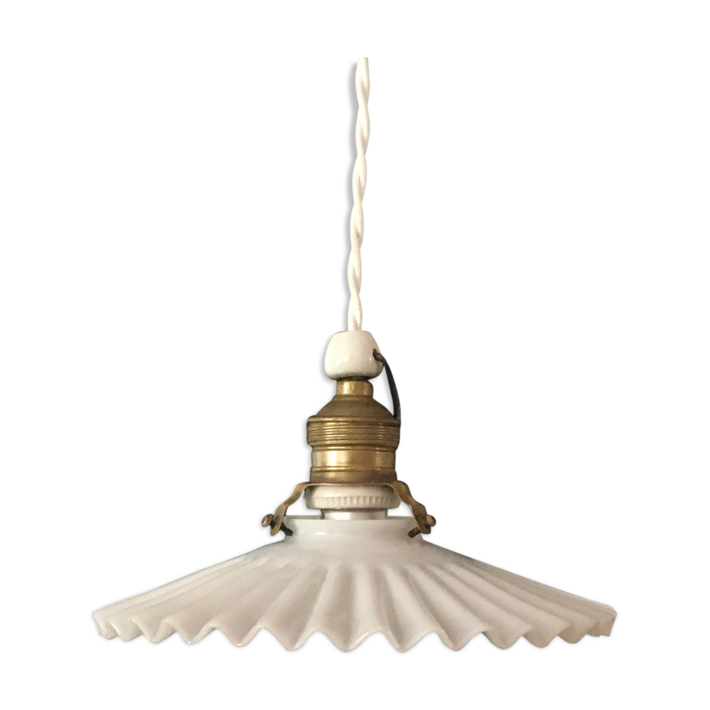 Umbrella opaline, brass and braided cable 2m