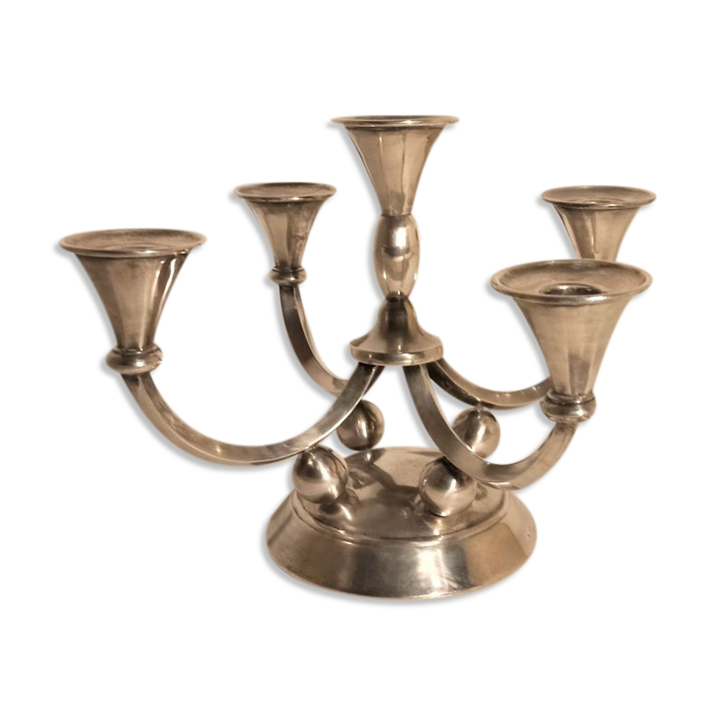 Candelabra 6 branches 50s silver metal