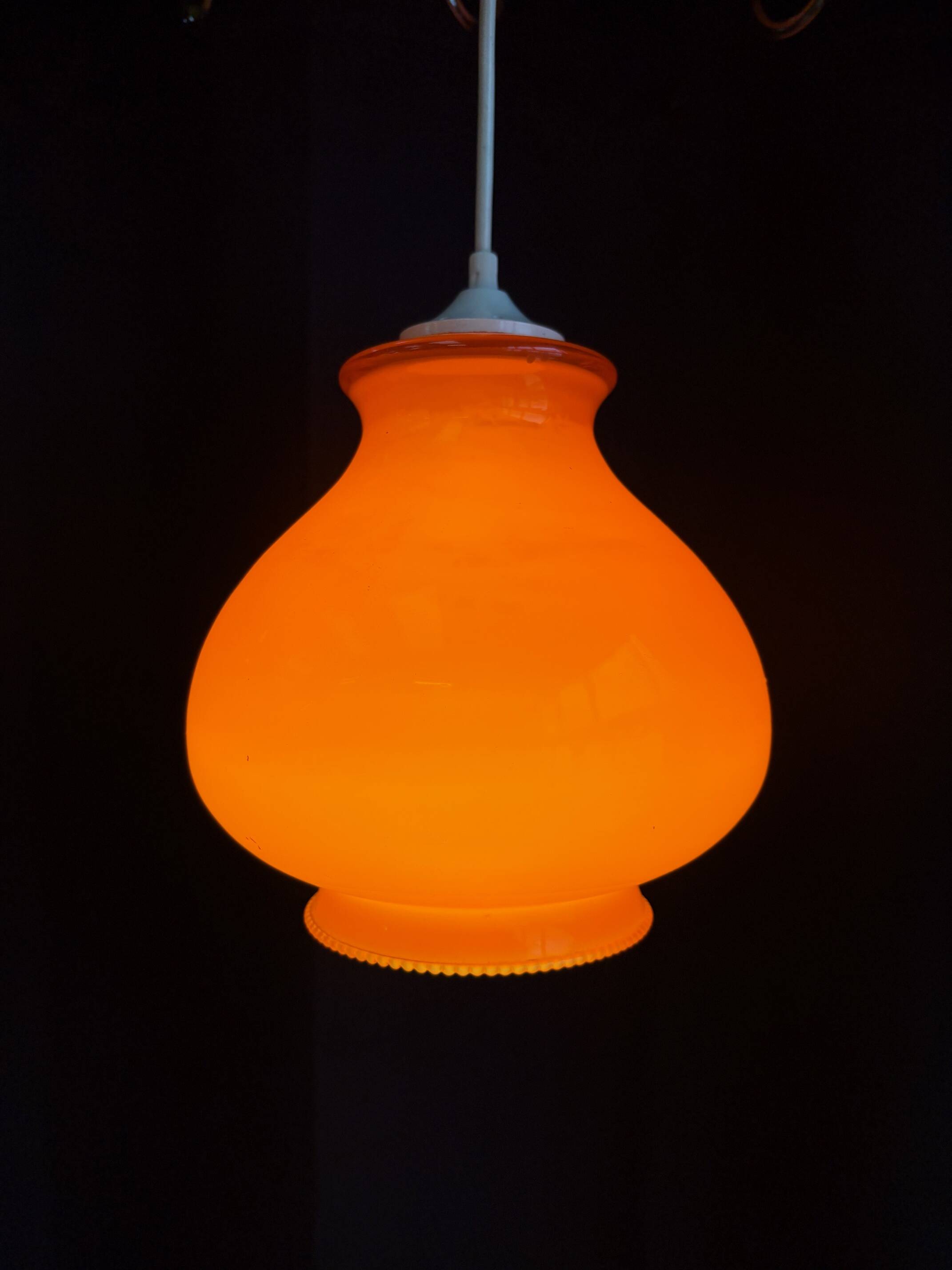 Vintage orange opaline pendant light – 70s retro chandelier