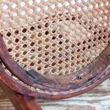 Chaise enfant en bois rond courbé cannée ancienne