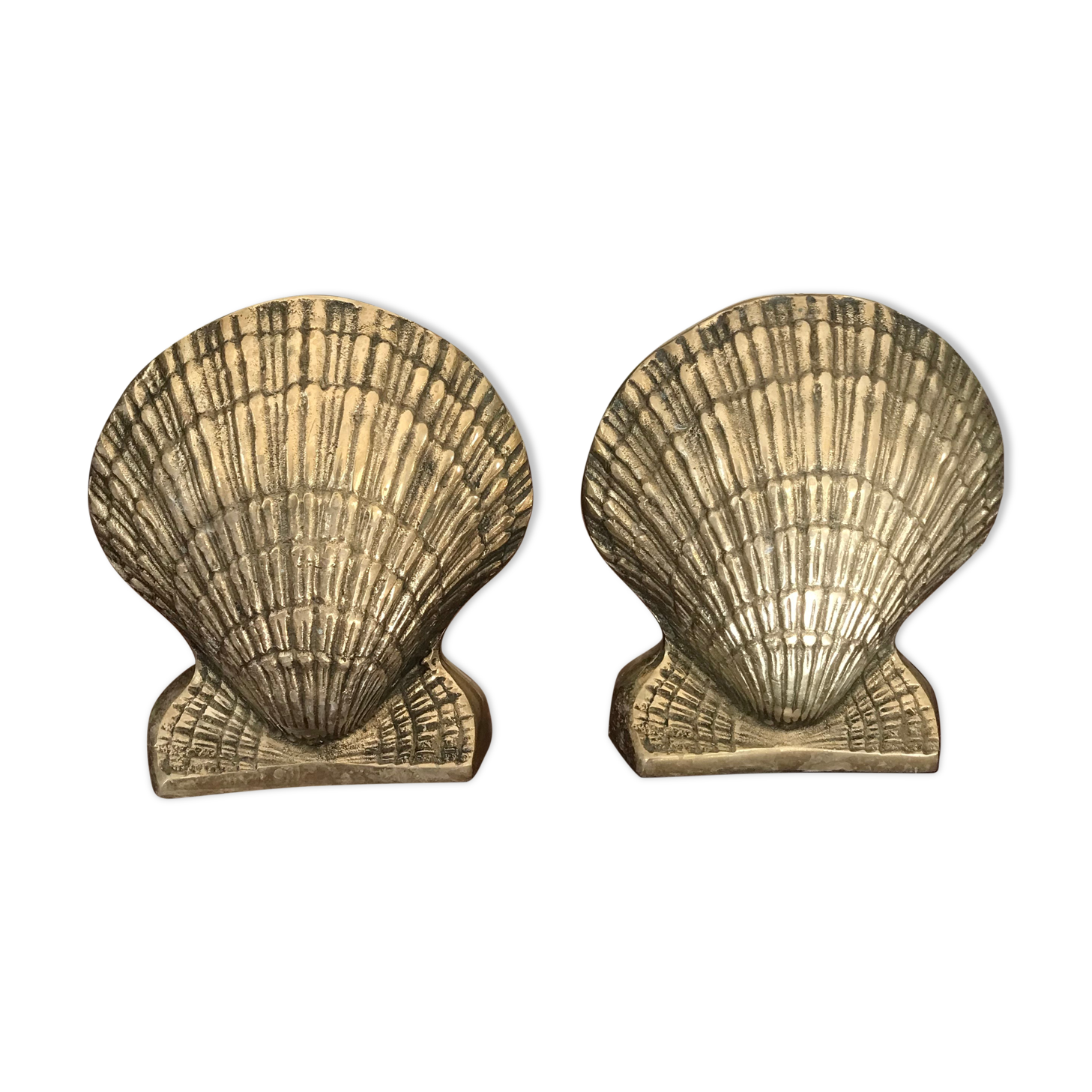 Pair of brass shell book clamps