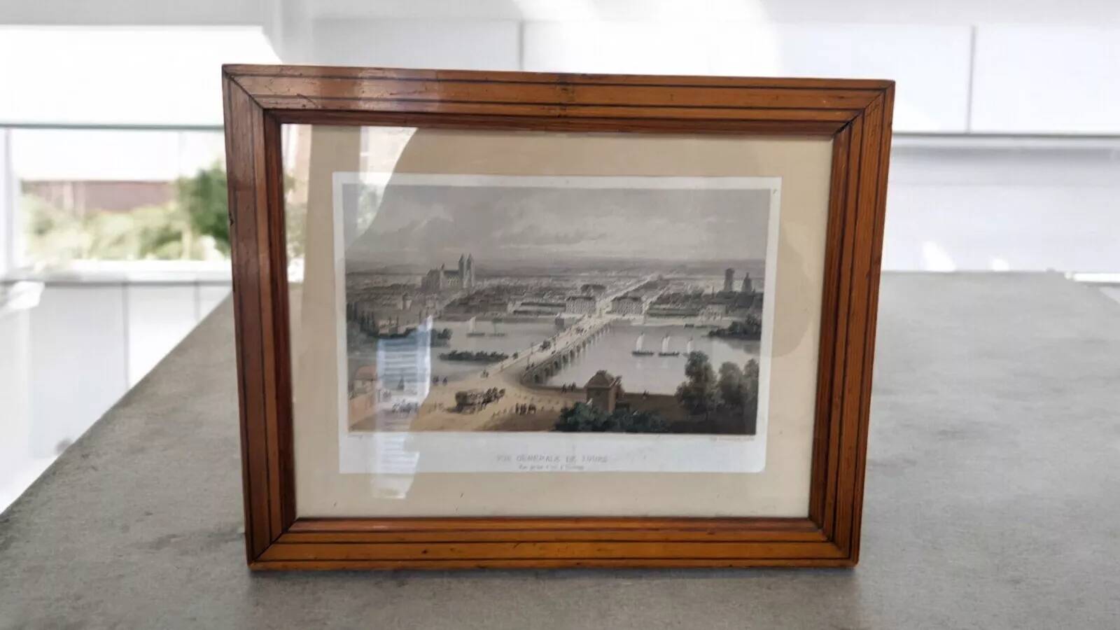 Framed lithograph deroy general view of tours taken from a bird's eye view imp lemer