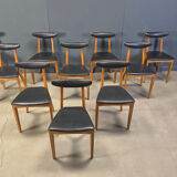Mid-century Belgian dining chairs, set of 10, 1960s