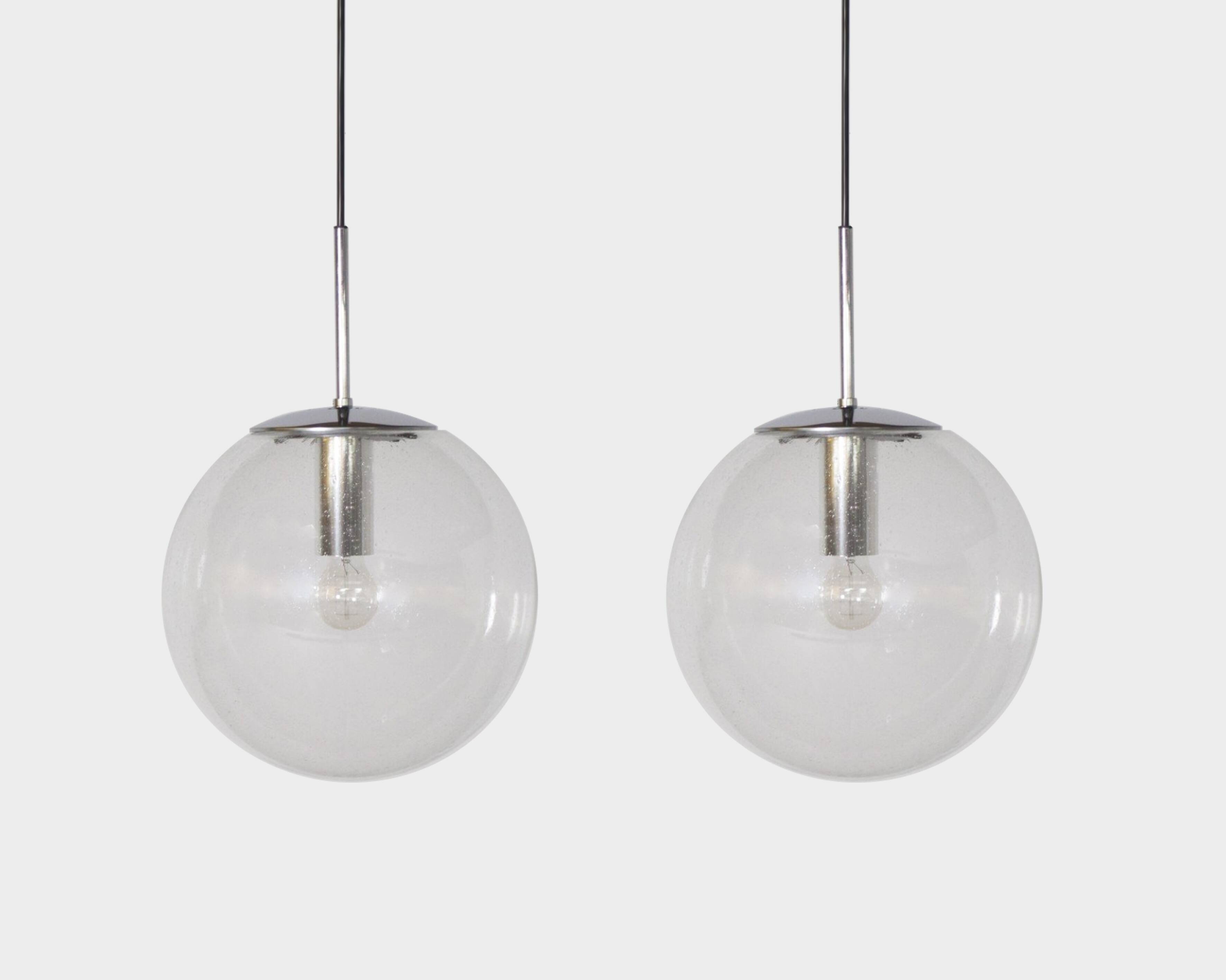 Pair of modernist pendant lights, Glashütte Limburg, Germany