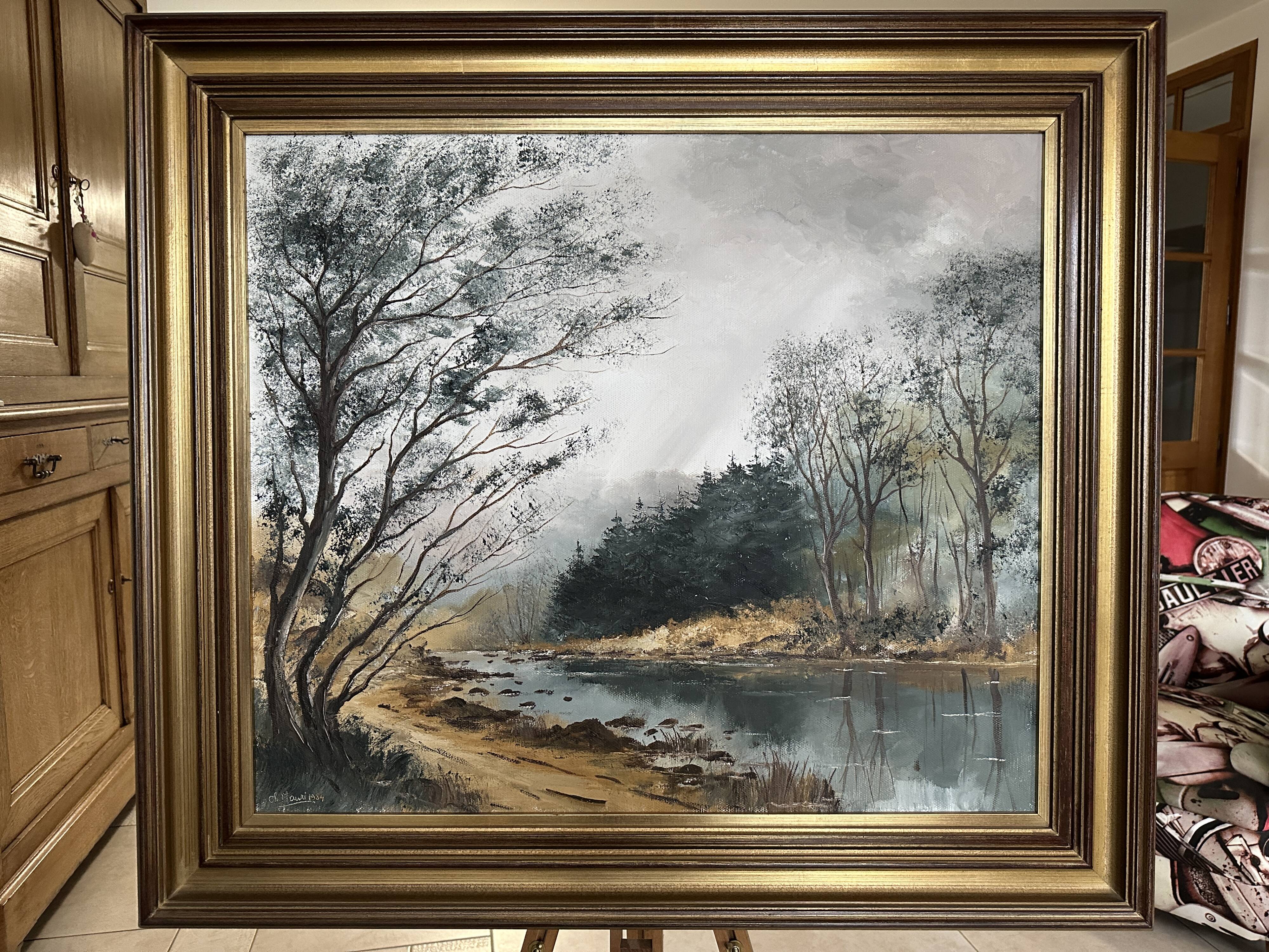 Oil on canvas by Charles Mauri La Semois
