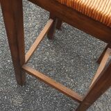 2 bar stools in wood and straw