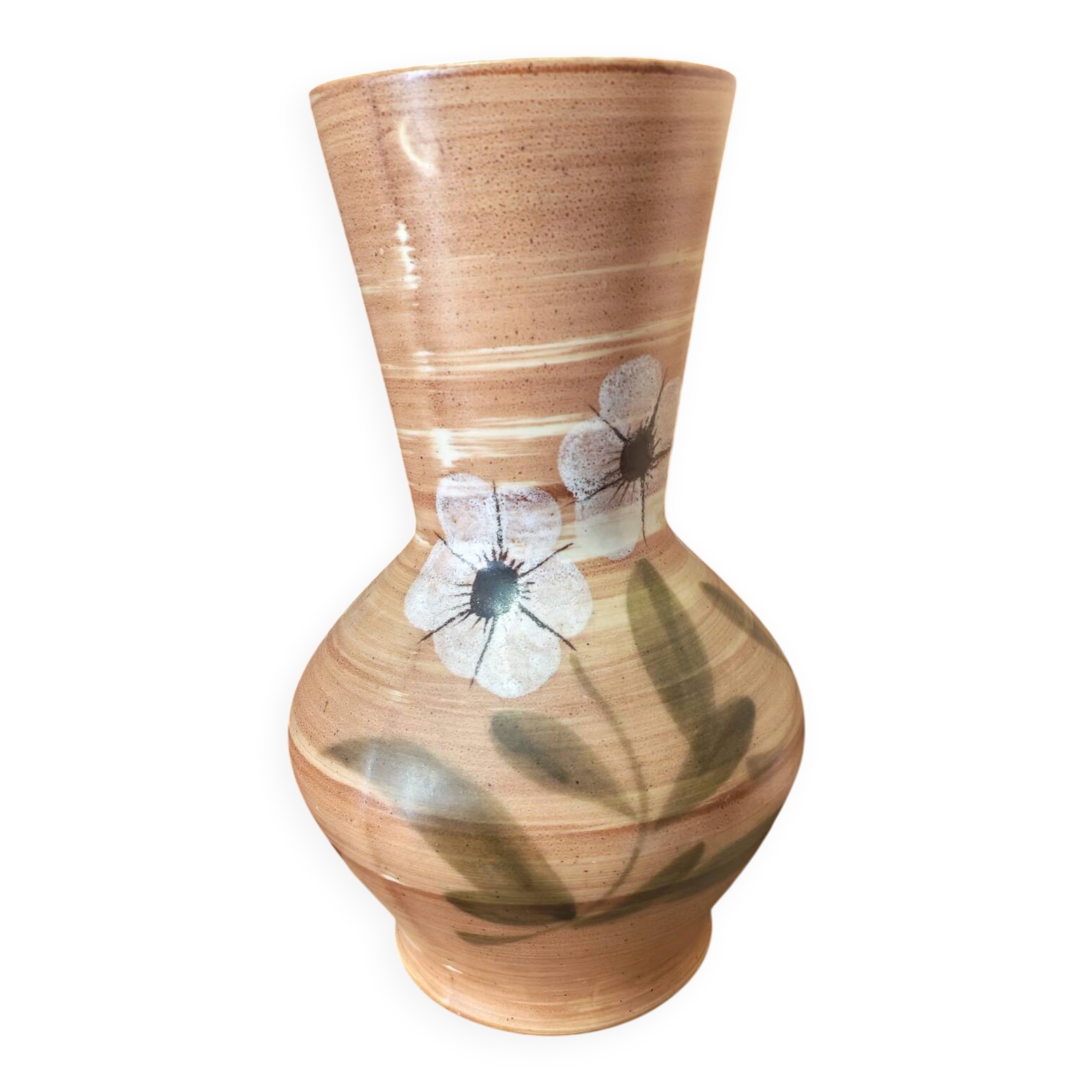 Vintage ceramic vase hand-painted St Clément 1960
