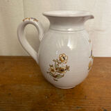 Pichet ancien en céramique de Moustiers blanche décor peint, France