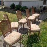 6 Louis XV style upholstery and cane chairs