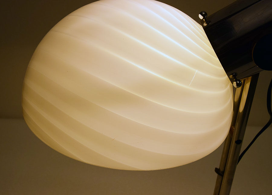 70's table lamp in glass and metal produced by Zonca
