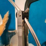 Lampe vintage 1970 arc structure acier chromé et pied en marbre