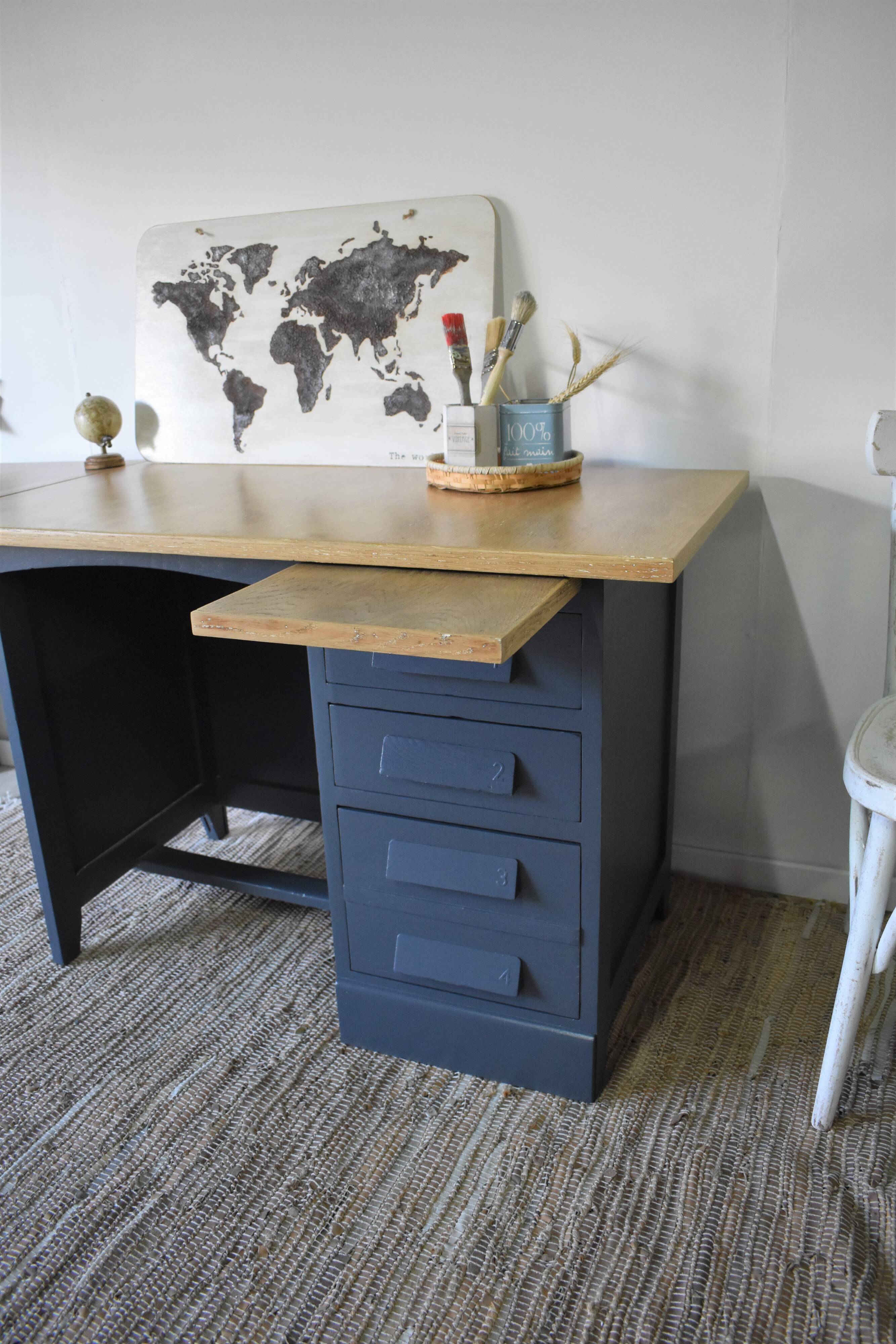 Old wooden desk with extensions