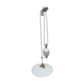 Suspension dit monte et baisse, porcelaine et opaline blanc
