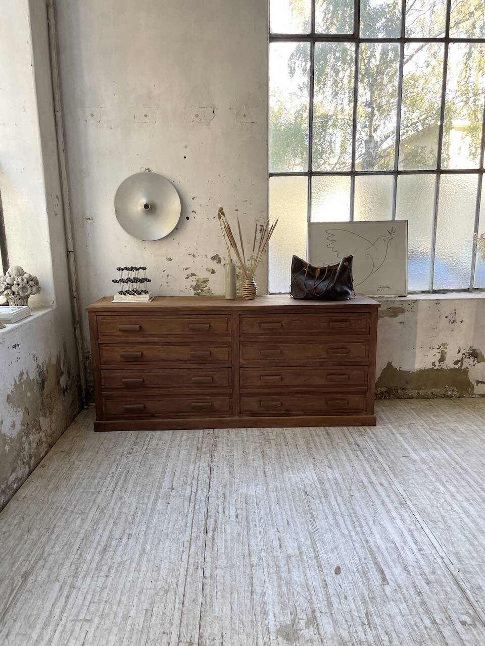 50s pitch pine haberdashery cabinet