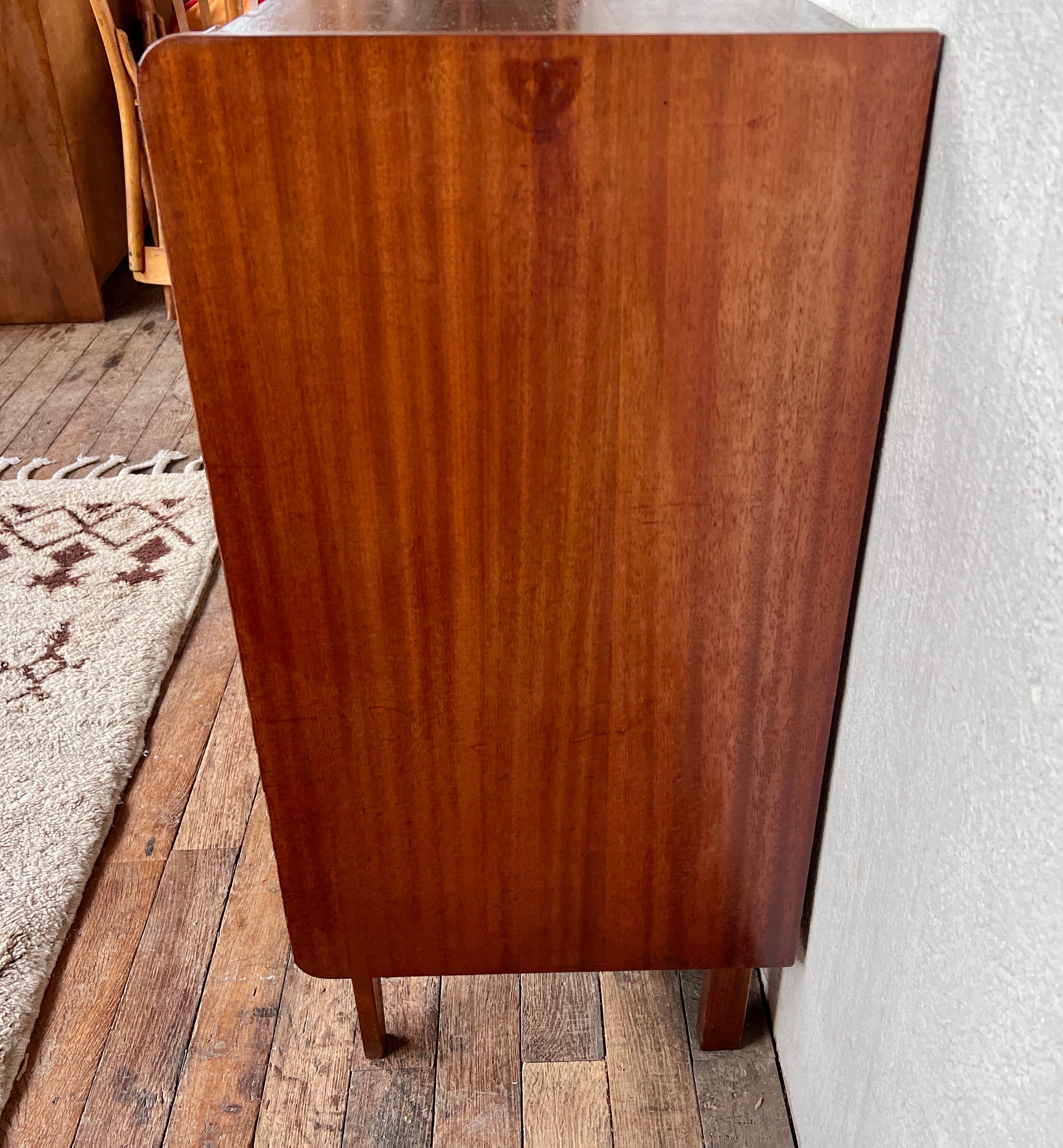 Chest of drawers compass feet in teak 1960 vintage