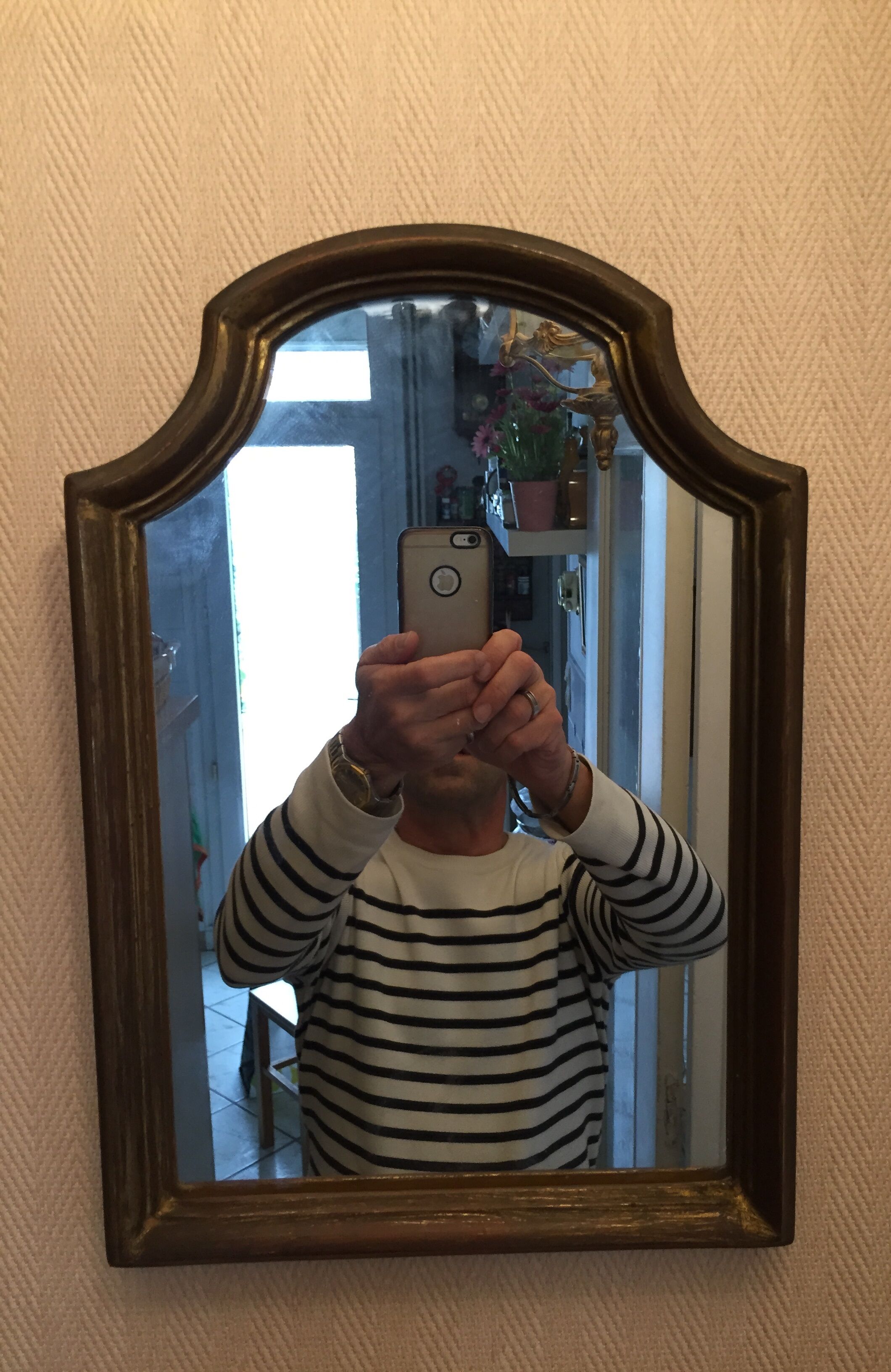 Mirror wooden gold 38 x 26 cm