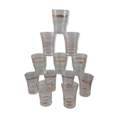Set of 12 50s water glasses with border