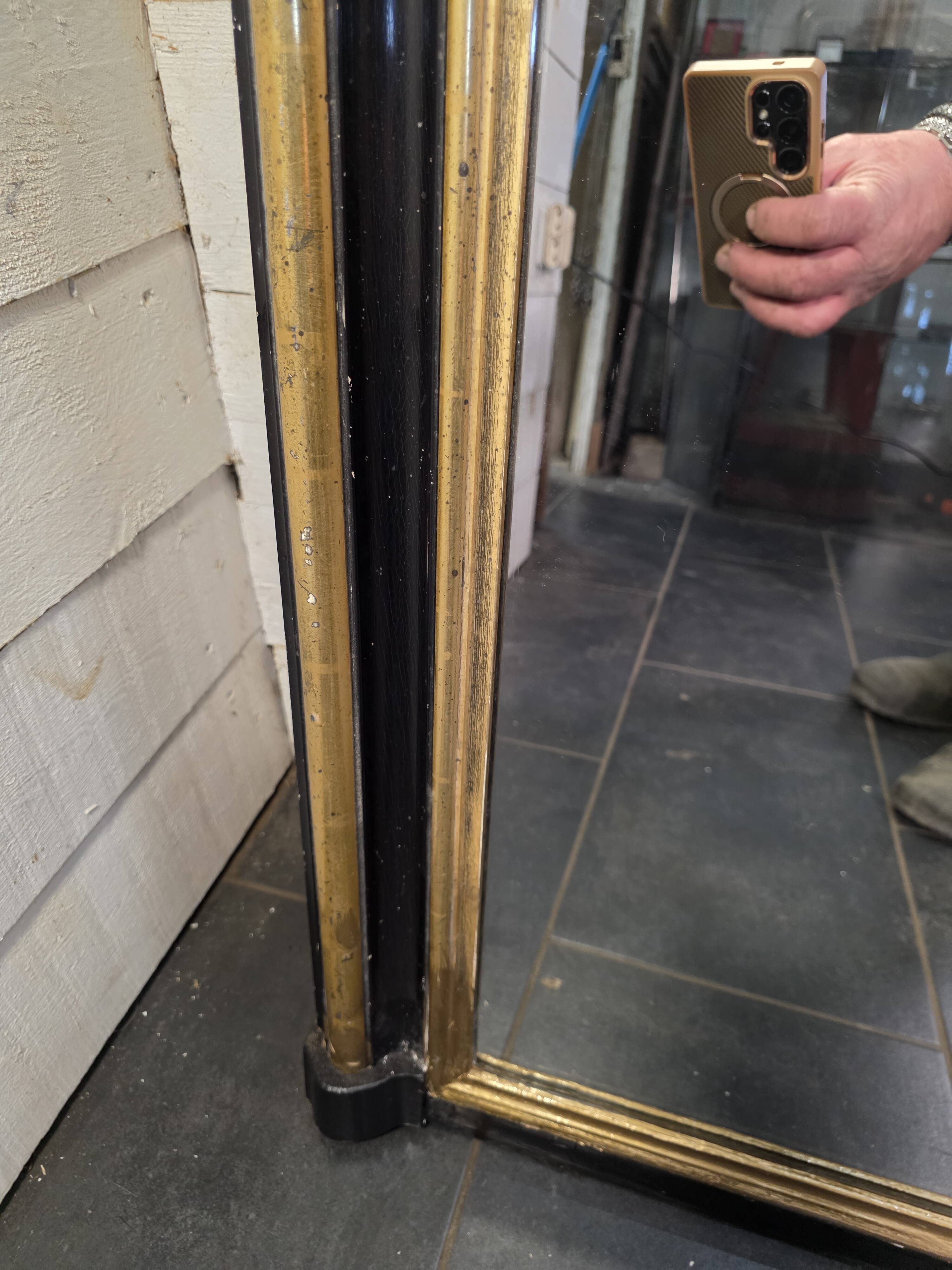 Napoleon III mirror from the 19th century with gold leaf, 190cm H