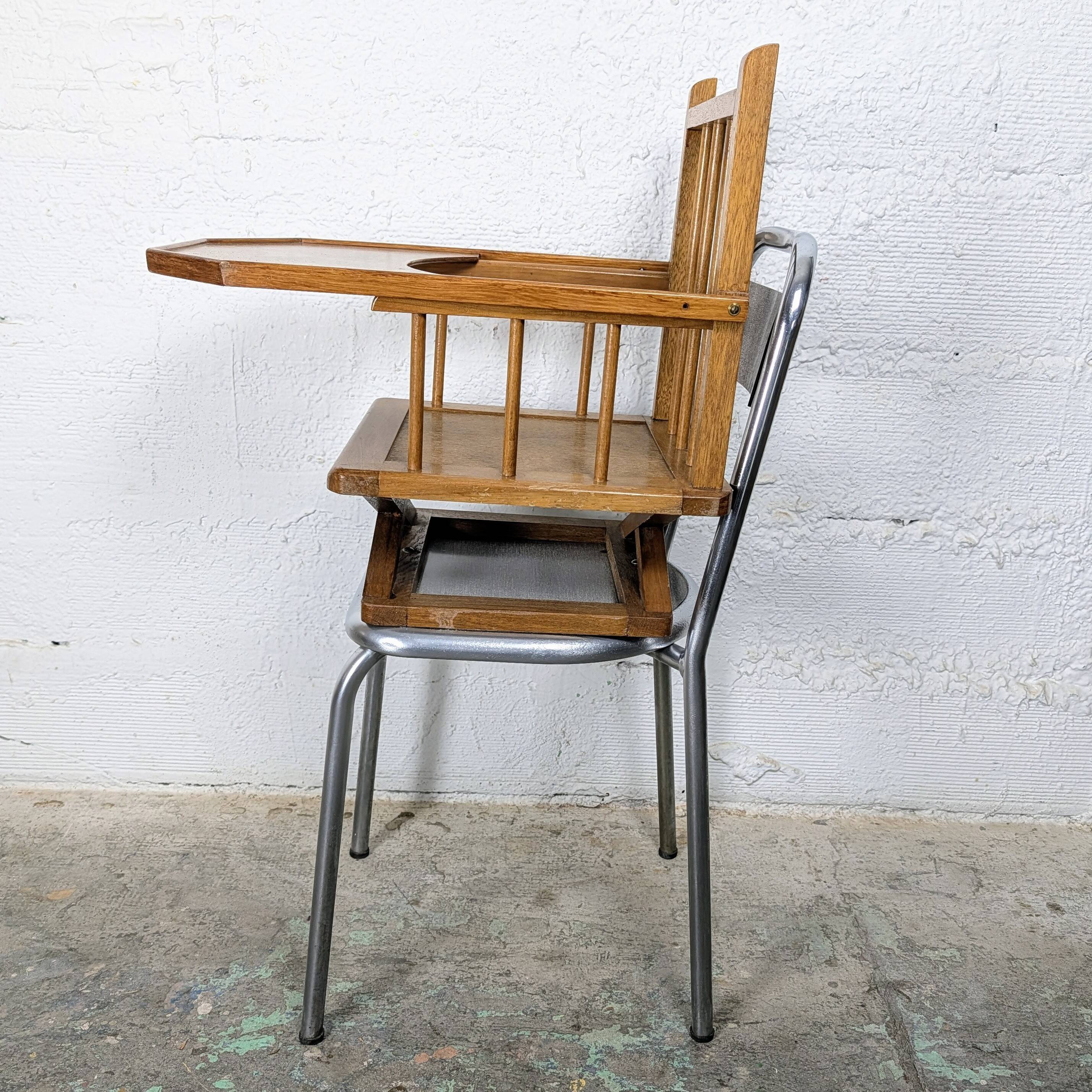 Chaise haute métal et bois