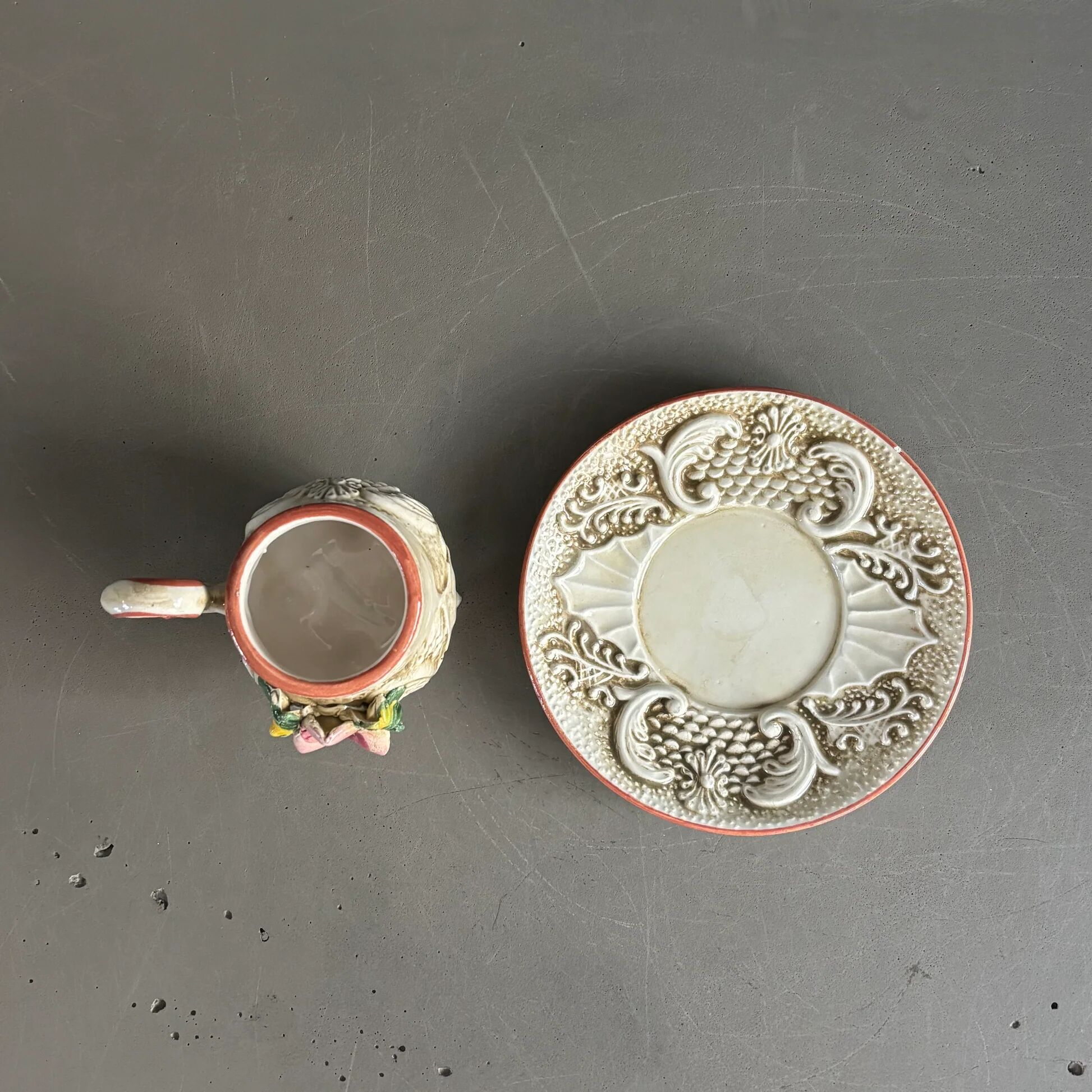 Coffee cup with saucer from Capodimonte, Italy, 1950s.