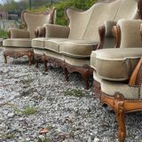Velvet sofa and 2 armchairs