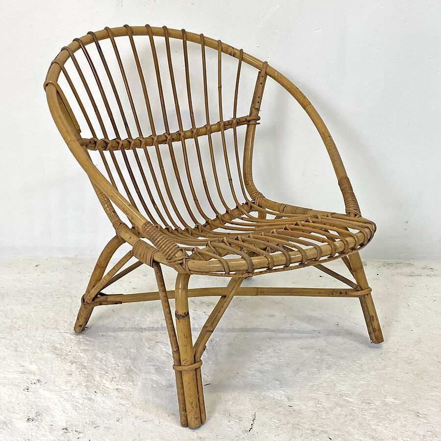 Rattan shell armchair