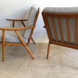 Pair armchairs compass feet, 1960