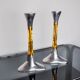 Pair of Brutalist candlesticks by David Marshall, bronze and aluminum, Spain, 1970
