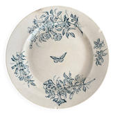 Round ironstone dish Badonviller "Jasmin" butterfly