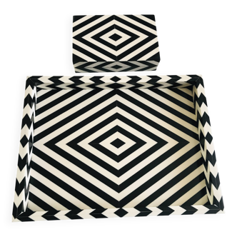 Geometric pattern tray and box set