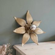 Wall light or ceiling light flower in gold metal