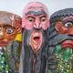 Set of three Mexican folk dance masks, 75 cm