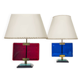 Pair of table lamps by Pietro Chiesa for Fontana Arte in glass and brass