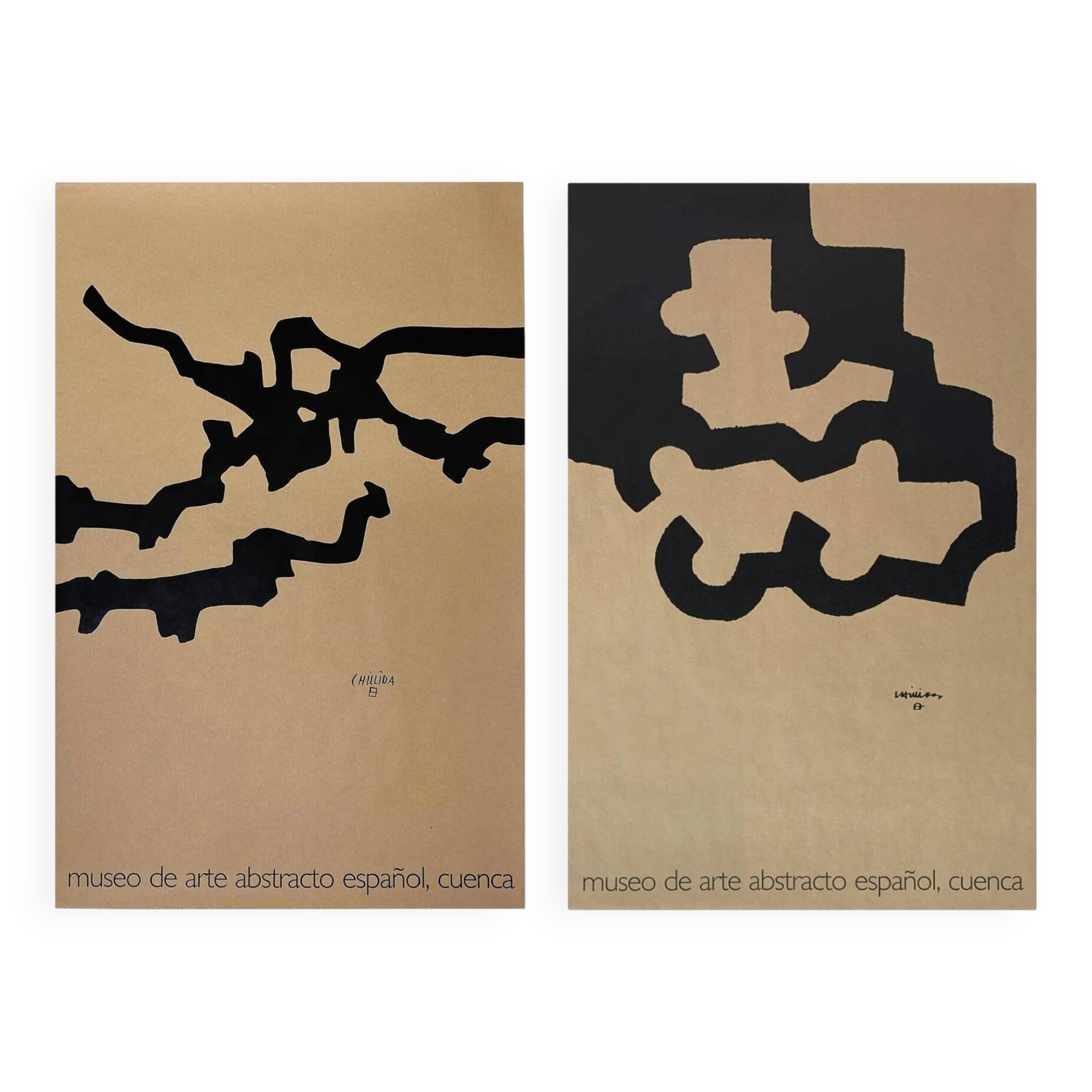Paire de sérigraphies d'Eduardo Chillida réalisées pour le musée espagnol d'art abstrait, 1980