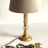 Vintage lamp in gold metal and crystal