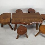 Brutalist coffee table and stools