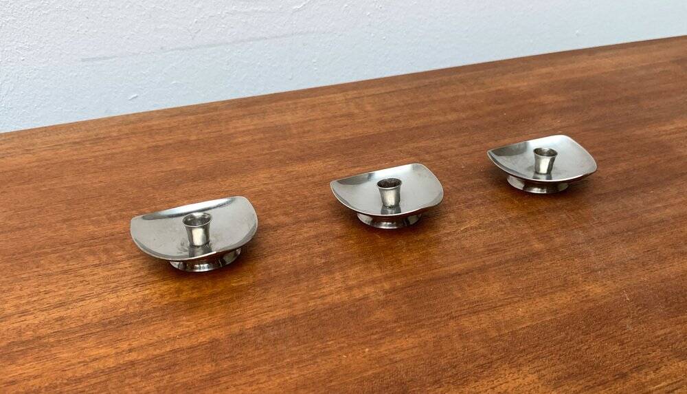 Vintage Danish minimalist candle holders by Arne Jacobsen for Stelton, set of 3.
