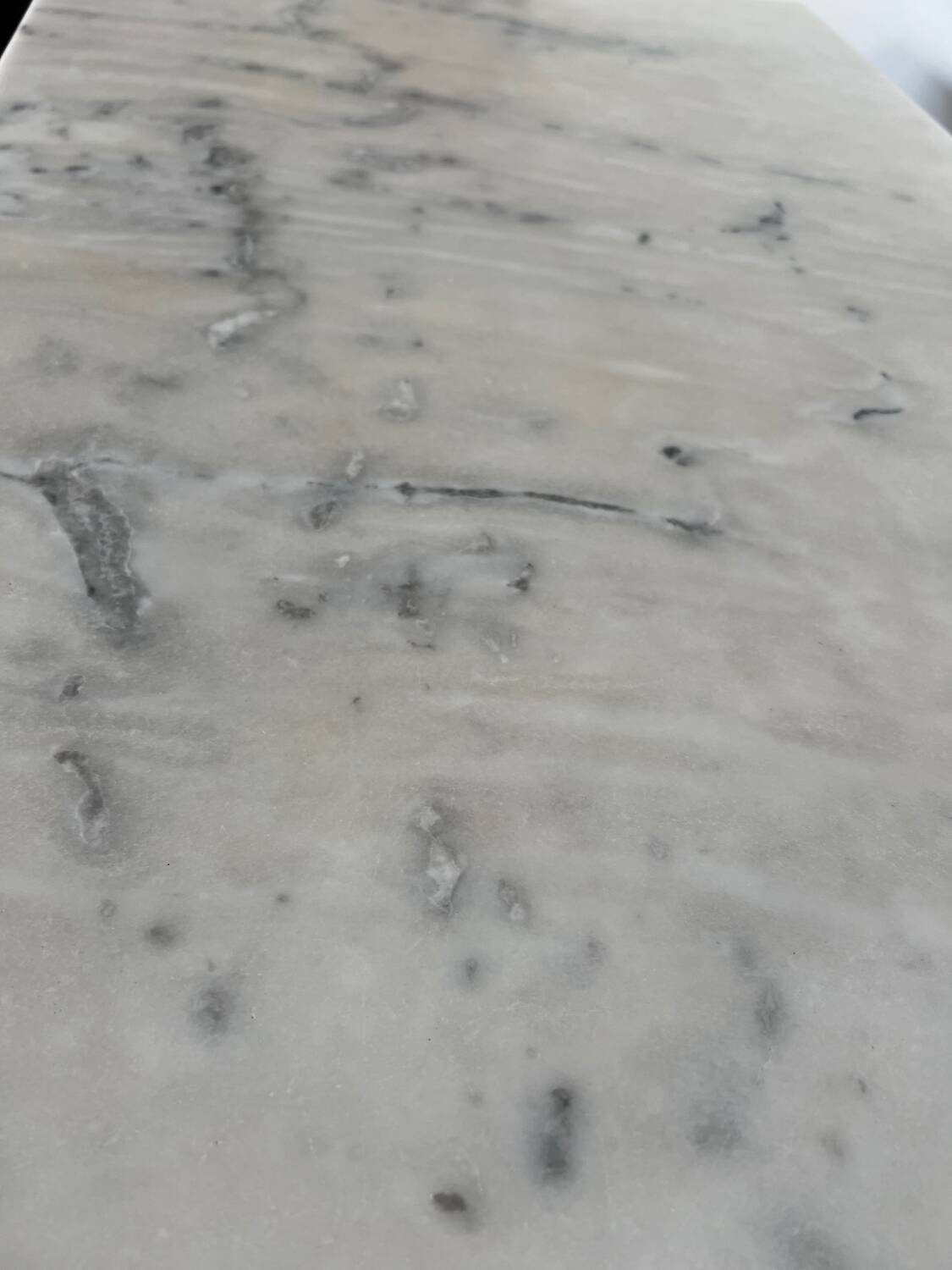 White marble bistro table, cast iron legs