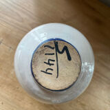 Handmade ceramic vase white with blue pattern